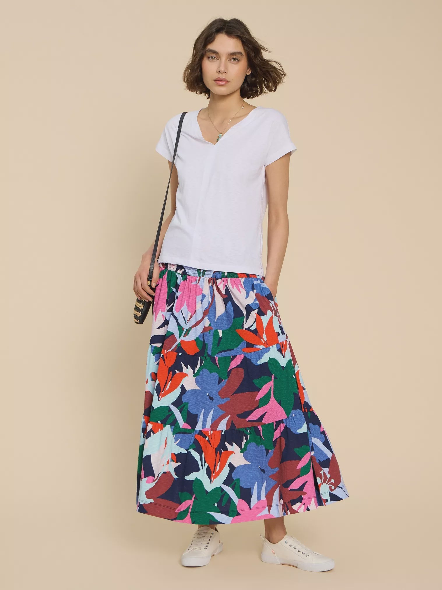 White Stuff Marissa Jersey Maxi Skirt Blue Print