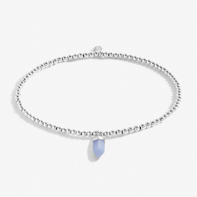 Joma Blue Agate Crystal Silver Anklet