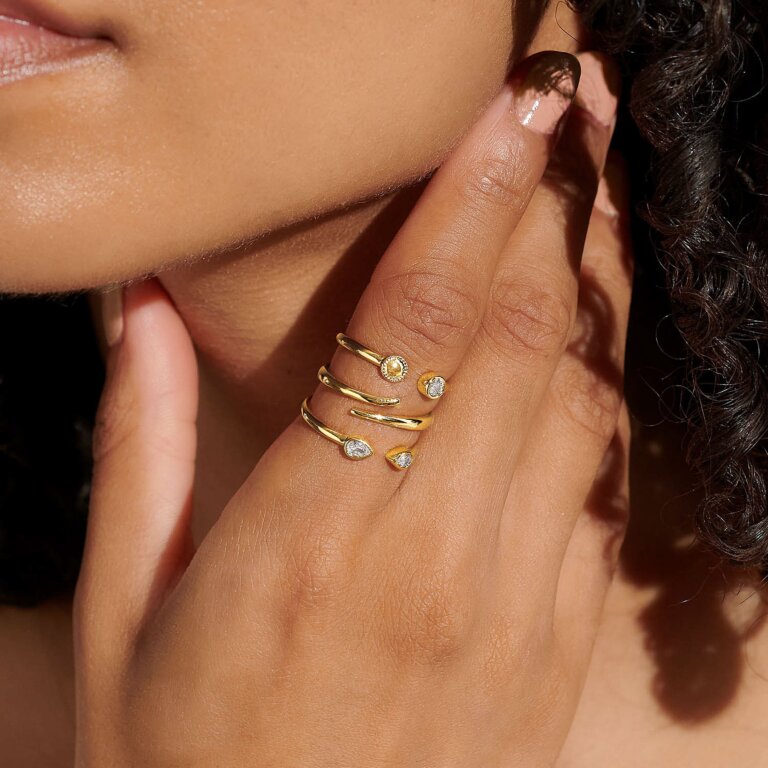 Joma A Little Stacks Of Style Set Of 3 CZ Gold Rings