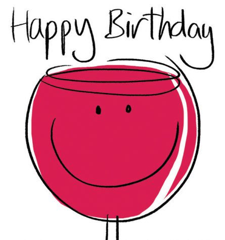 Happy Birthday Red Wine  Card By Lucilla Lavender