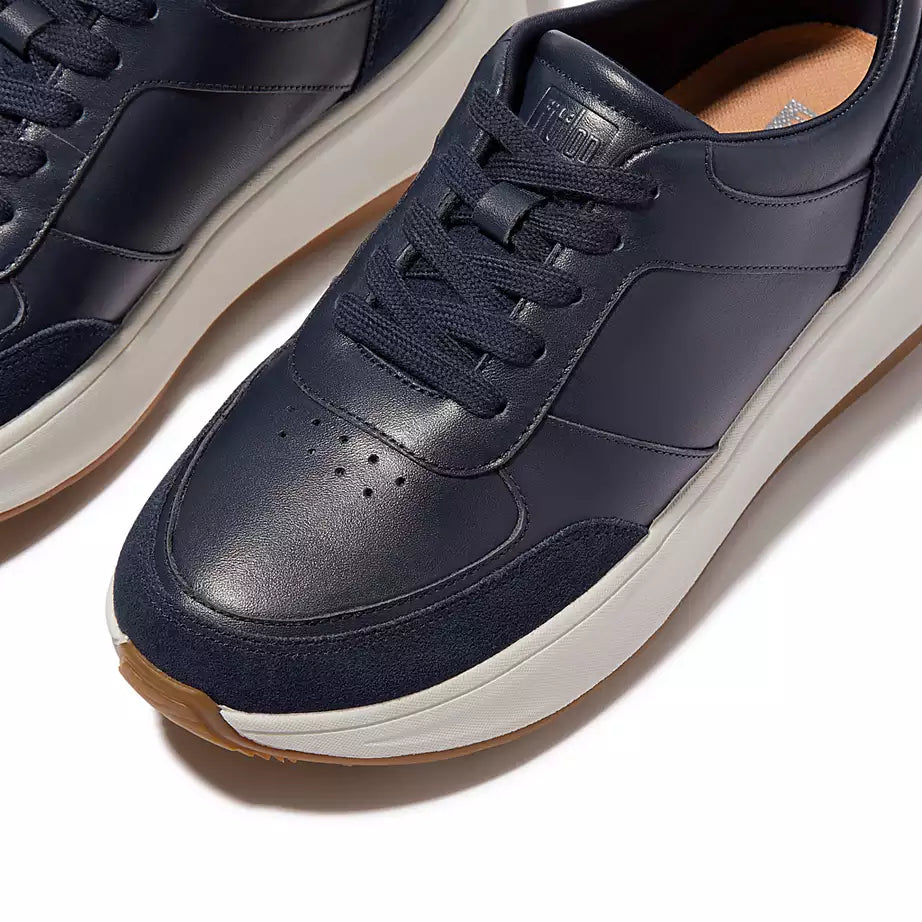 FitFlop F-Mode Leather/Suede Flatform Trainers Midnight Navy