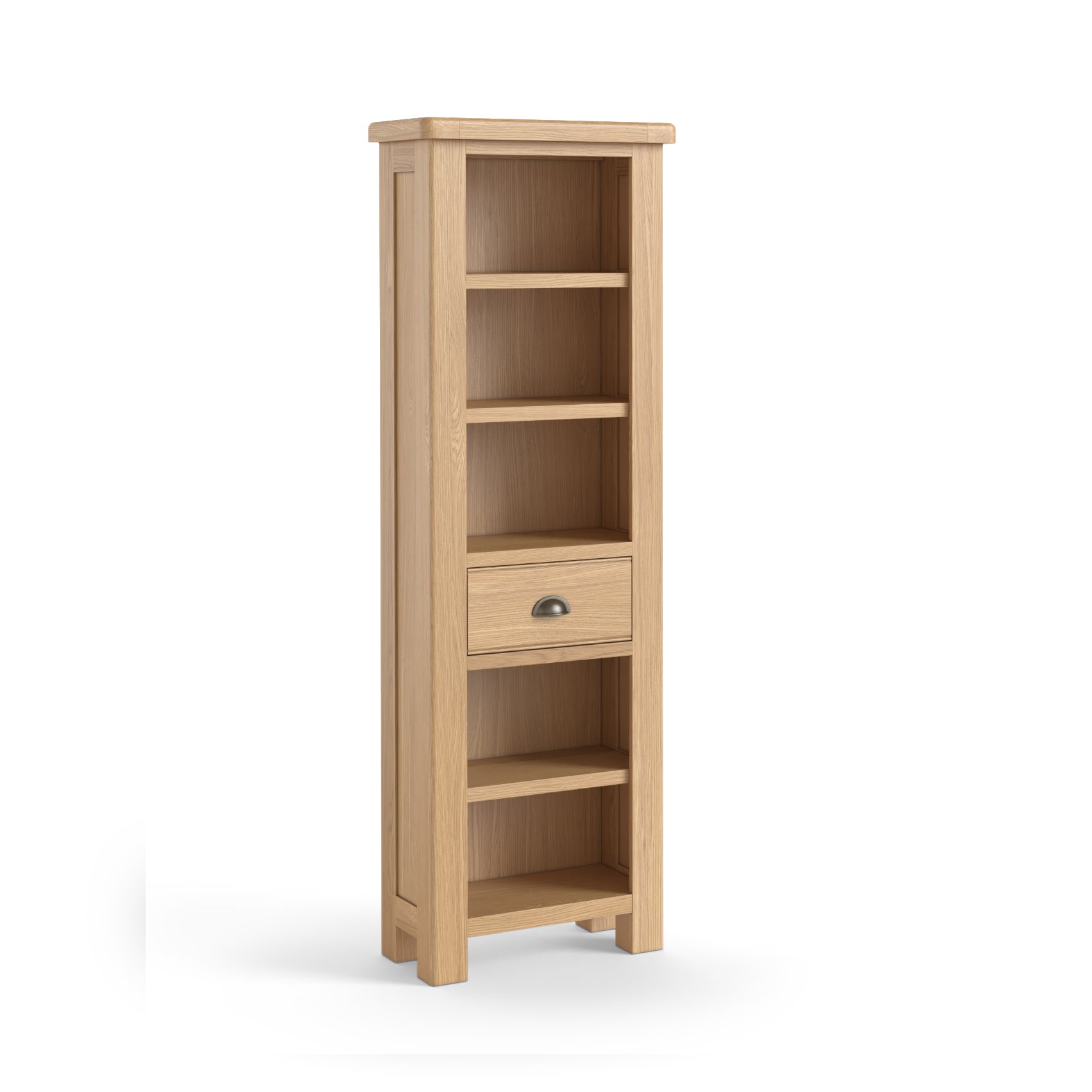Provence Oak Slim Bookcase With Drawer.