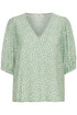 b.young Bano V- Neck Blouse Fair Green Flowers Mix