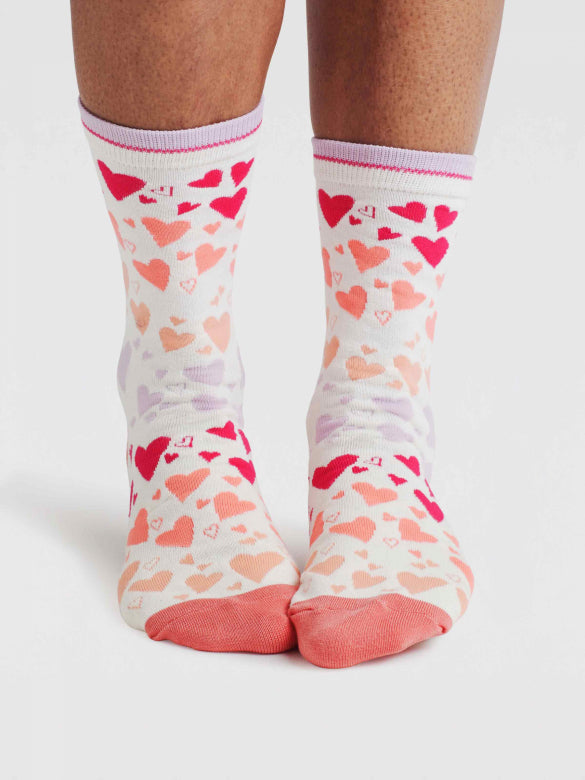 Thought Eva Heart Scatter Bamboo Socks Earthy Pink 4-7