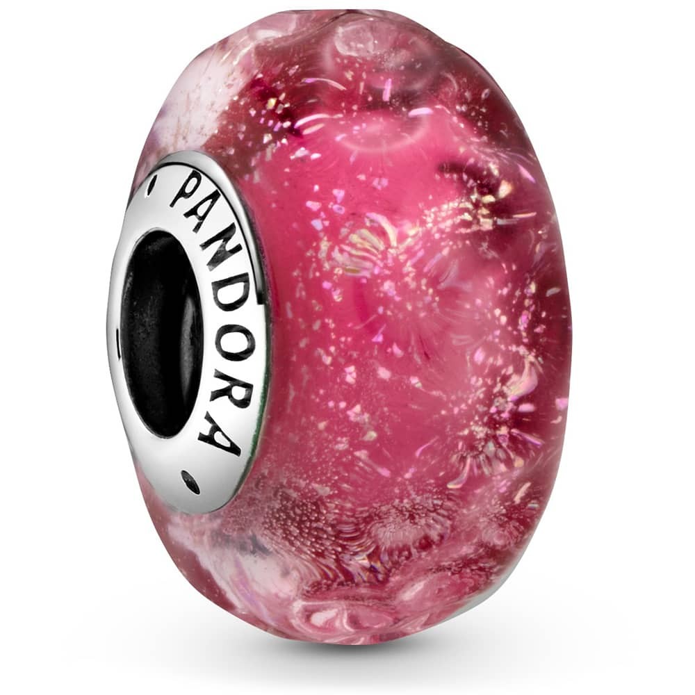 Pandora Wavy Fancy Pink Murano Glass Charm โ Tylers Department Store