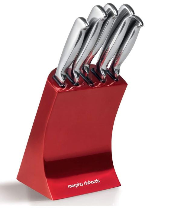 Morphy Richards 5 Piece Red Knife Block Set Tylers Department Store