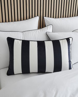Style Sisters White Cotton Black Piping Double Duvet Set