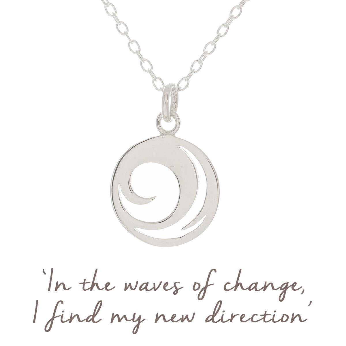 Mantra Wave Necklace | Sterling Silver