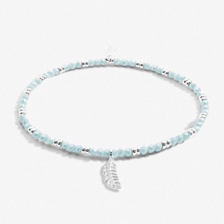 Joma Boho Beads Feather Blue & Silver Bracelet