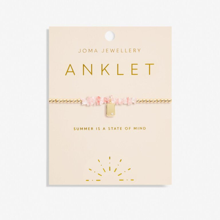 Joma Pink Crystal Gold Anklet