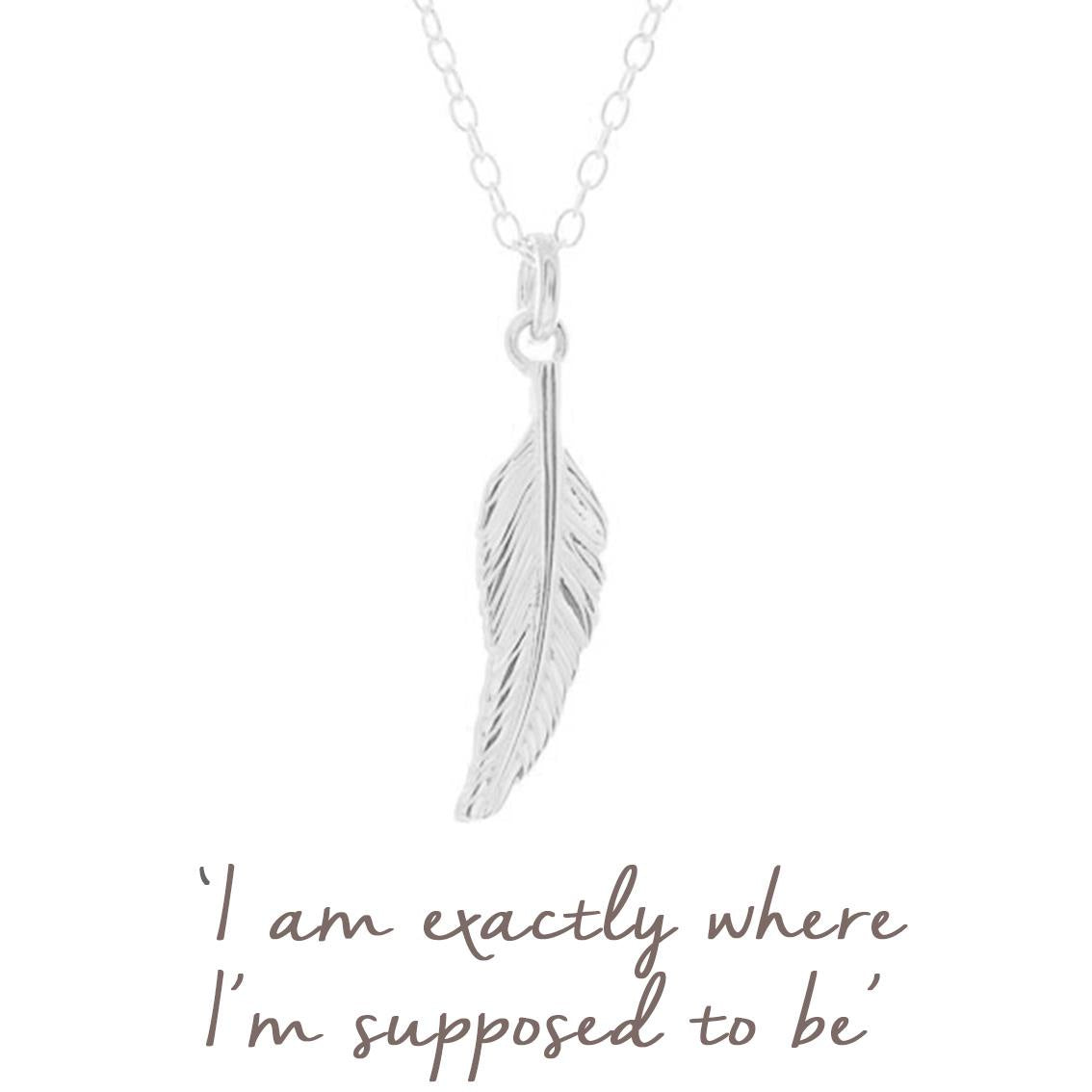 Mantra Feather Necklace | Sterling Silver