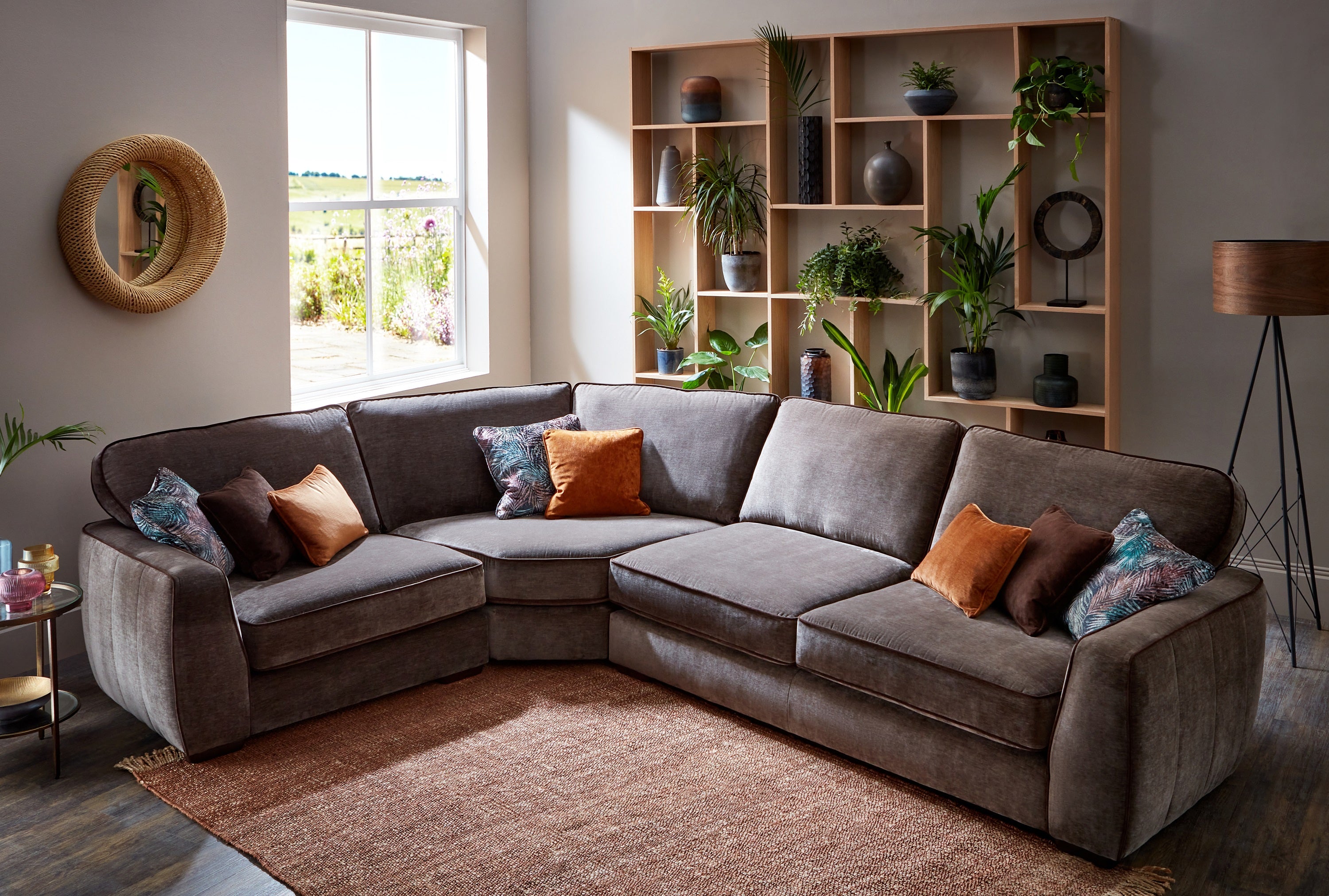 Carson Med Corner Med Sofa  Group Contrast Piping