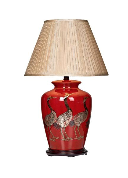 Bird Red Table Lamp With Shade