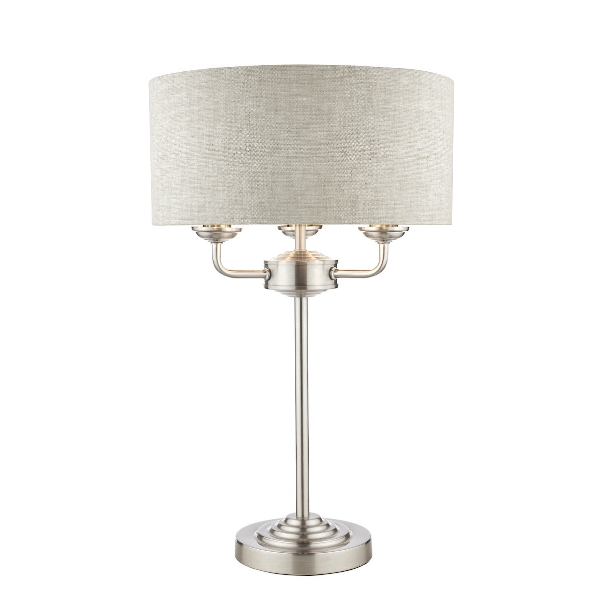 Laura Ashley Sorrento Brushed Chrome LA3636753-Q 3 Light Table Lamp with Natural Shade