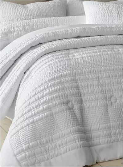 Catherine Lansfield Lennon Stripe White Bedspread