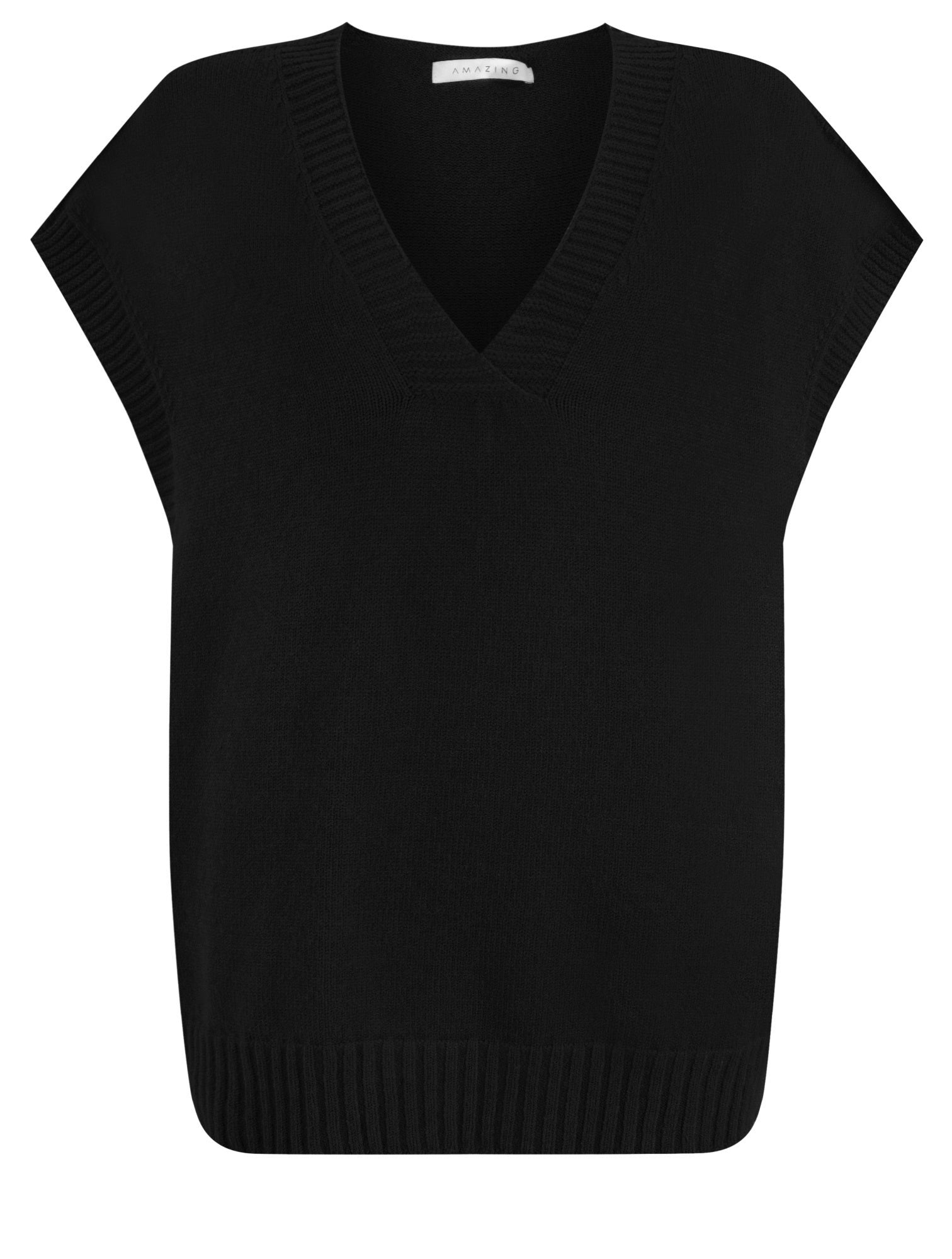 Amazing Woman Pirie V-Neck Easy Fit Tank Top Black.