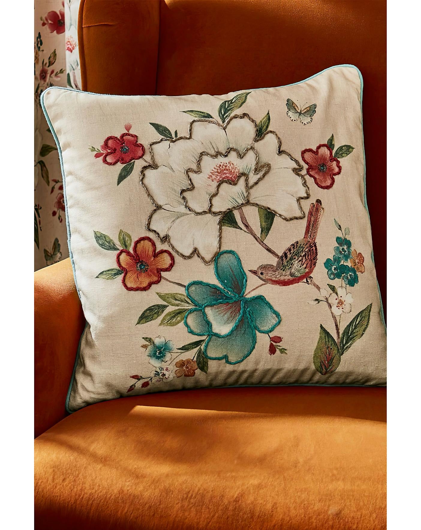 Pippa Floral Birds Cushion