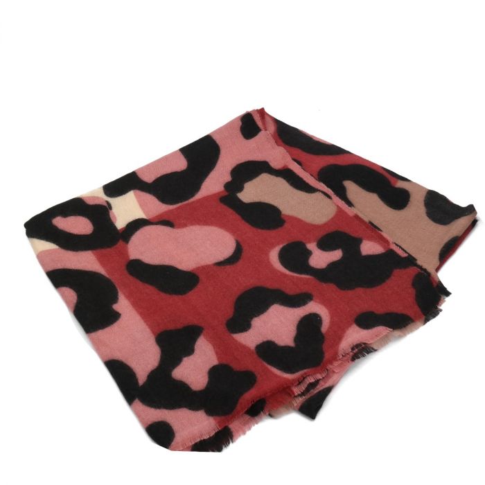 Red Cuckoo Leopard Patch Scarf Pink