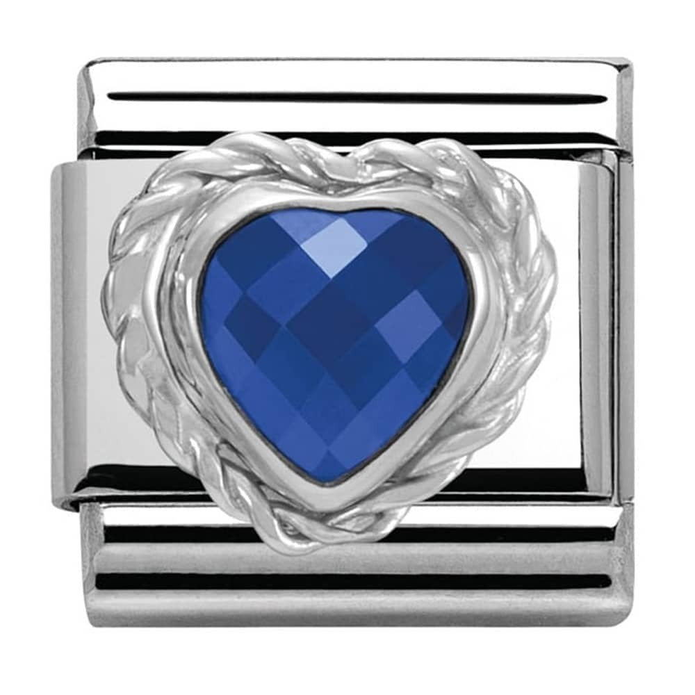 Nomination Silver Blue Faceted Heart Charm