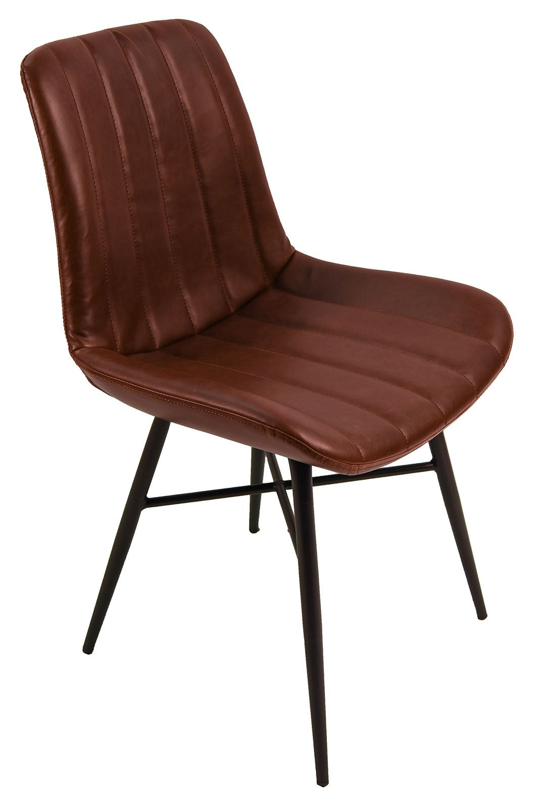 Croft Vintage Retro Brown Stitched Dining Chair