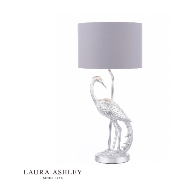 Laura Ashley Tregaron Heron Table Lamp LA3756326-Q Silver With Shade