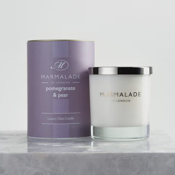 Pomegranate & Pear Luxury Glass Candle by Marmalade of London