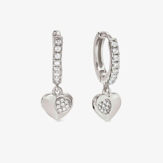 Nomination Silver Heart Petit Sparkle Hoop Earrings