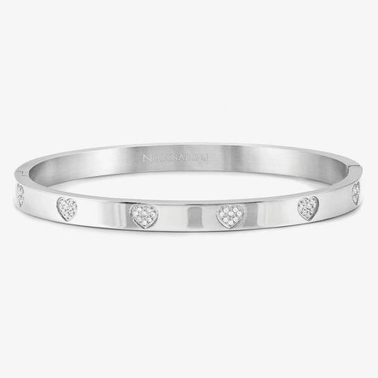 Nomination Pretty Bangles Heart Large Silver Bangle