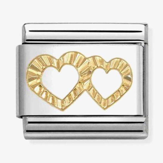 Nomination Gold Diamond Open Hearts Charm