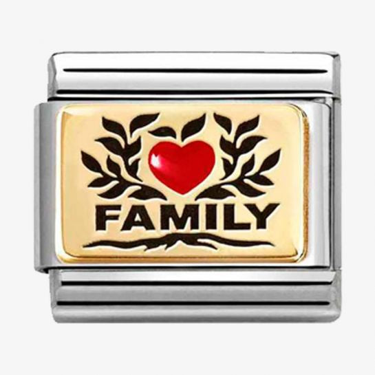 Nomination Gold Red Heart Family Charm