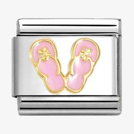 Nomination Gold Pink Flip Flops Charm