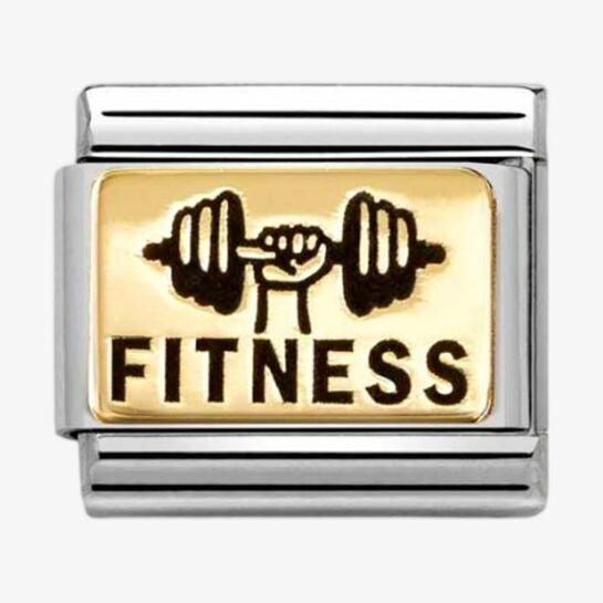 Nomination Yellow Gold Black Enamel Fitness Charm