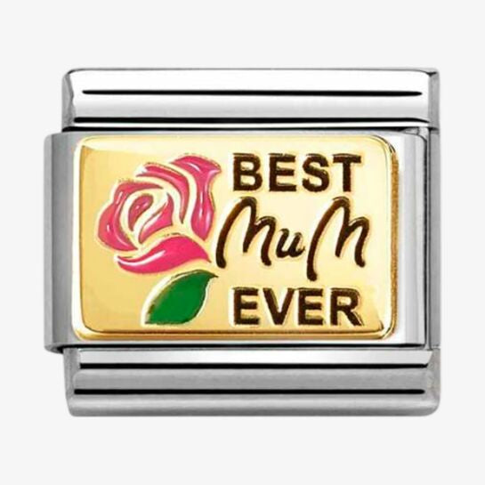 Nomination Yellow Gold Best Mum Ever Rose Charm