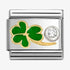 Nomination Yellow Gold Green Clover With CZ Charm