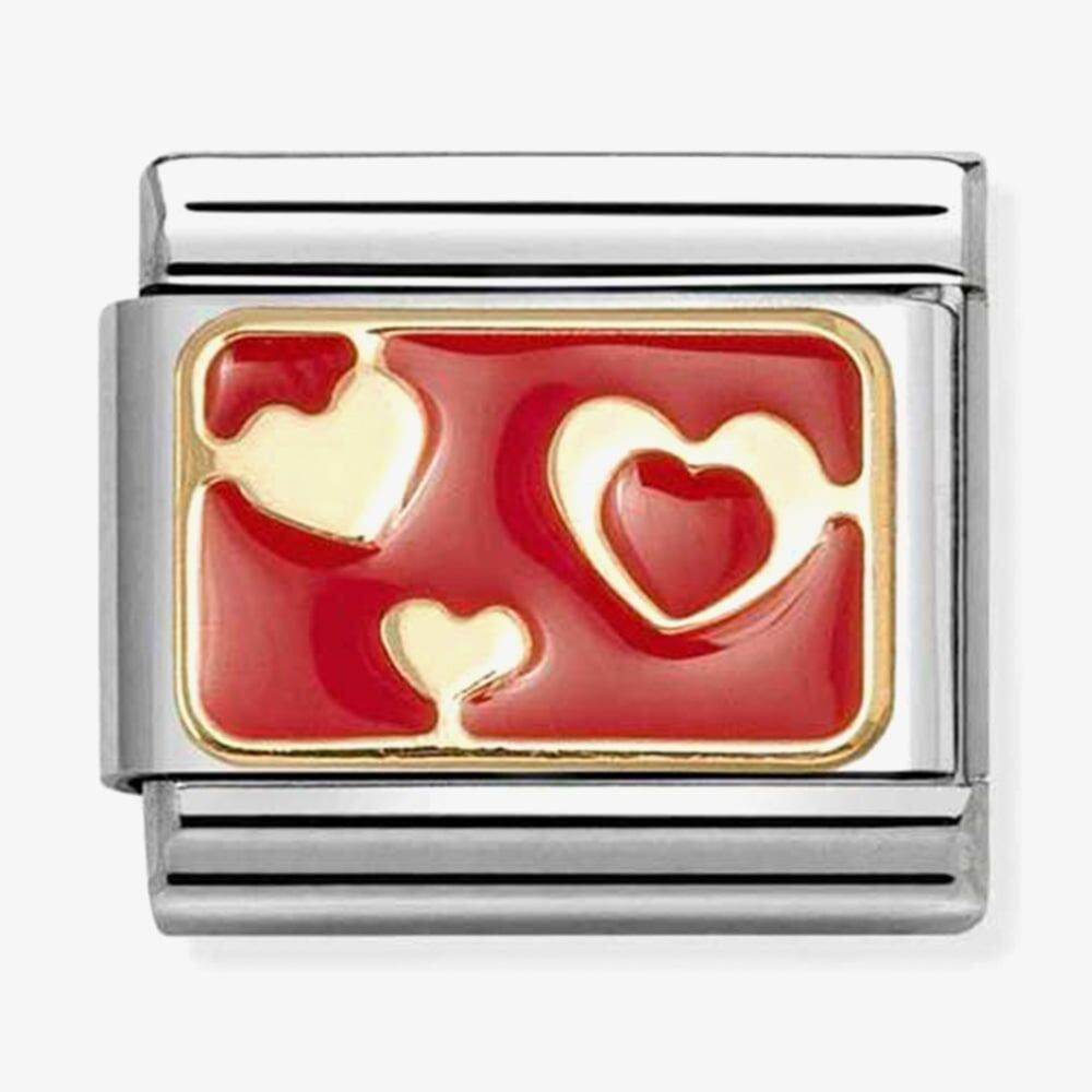 Nomination Gold Heart With Red Enamel Plate Charm