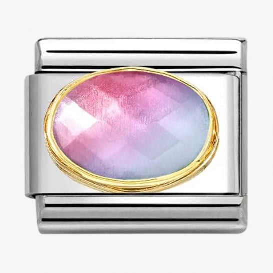 Nomination Gold Pink Blue Ombre Faceted Oval Charm