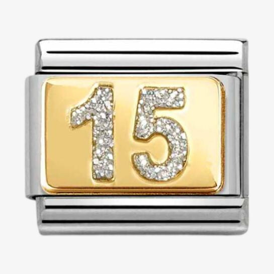 Nomination Yellow Gold Glitter 15th Birthday Charm