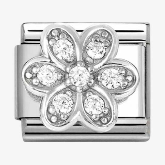 Nomination Silver Cz Daisy Charm