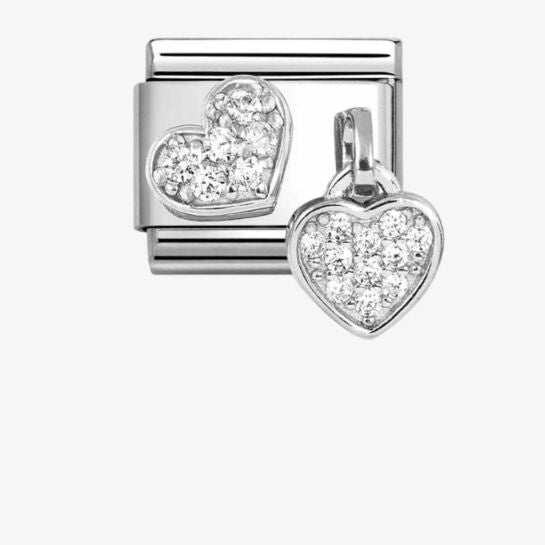 Nomination Silver Heart & Heart Small Dangle Charm