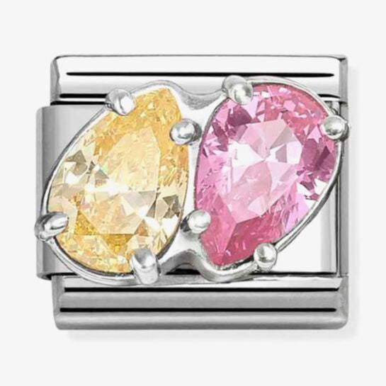 Nomination Silver Yellow Pink 2 Drops Charm