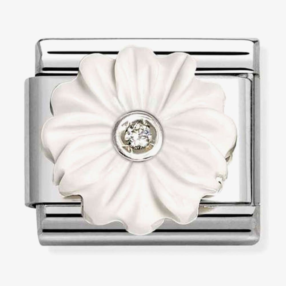 Nomination Silver White Flower CZ Charm