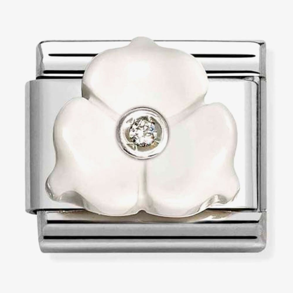 Nomination Silver White 3 Petal Flower CZ Charm