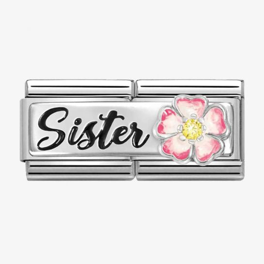 Nomination Silver Sister With Flower Double Charm