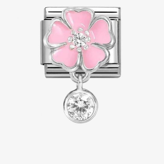 Nomination Silver Pink Flower With Round Charm