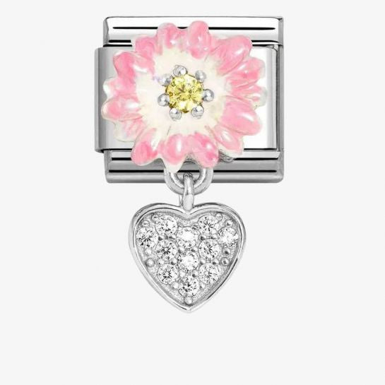 Nomination Silver Pink Daisy With Heart Charm