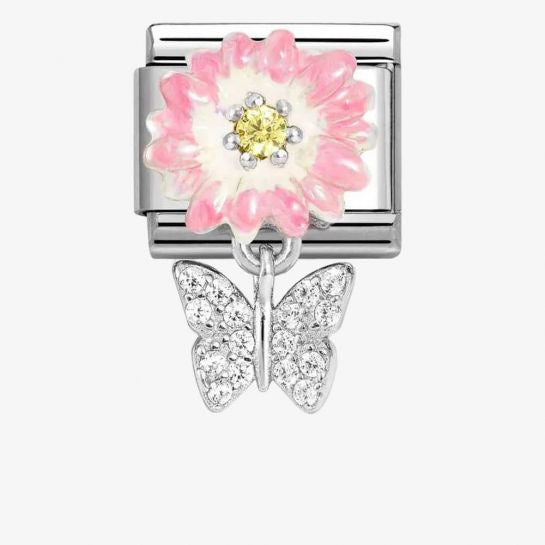 Nomination Silver Pink Daisy With Butterfly Charm
