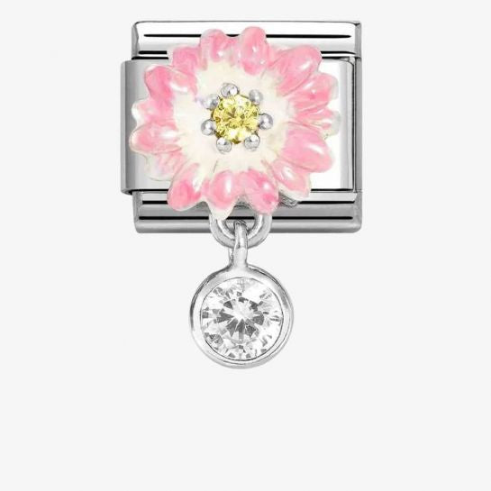 Nomination Silver Pink Daisy With Roundel Charm