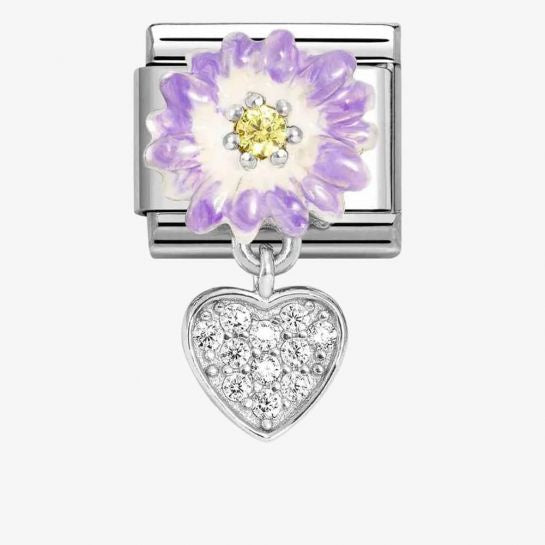 Nomination Silver Lilac Daisy With Heart Charm