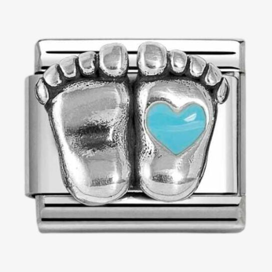 Nomination Silver Blue Heart Baby Feet Charm