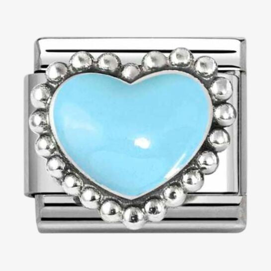 Nomination Pastel Blue Beaded Heart Charm